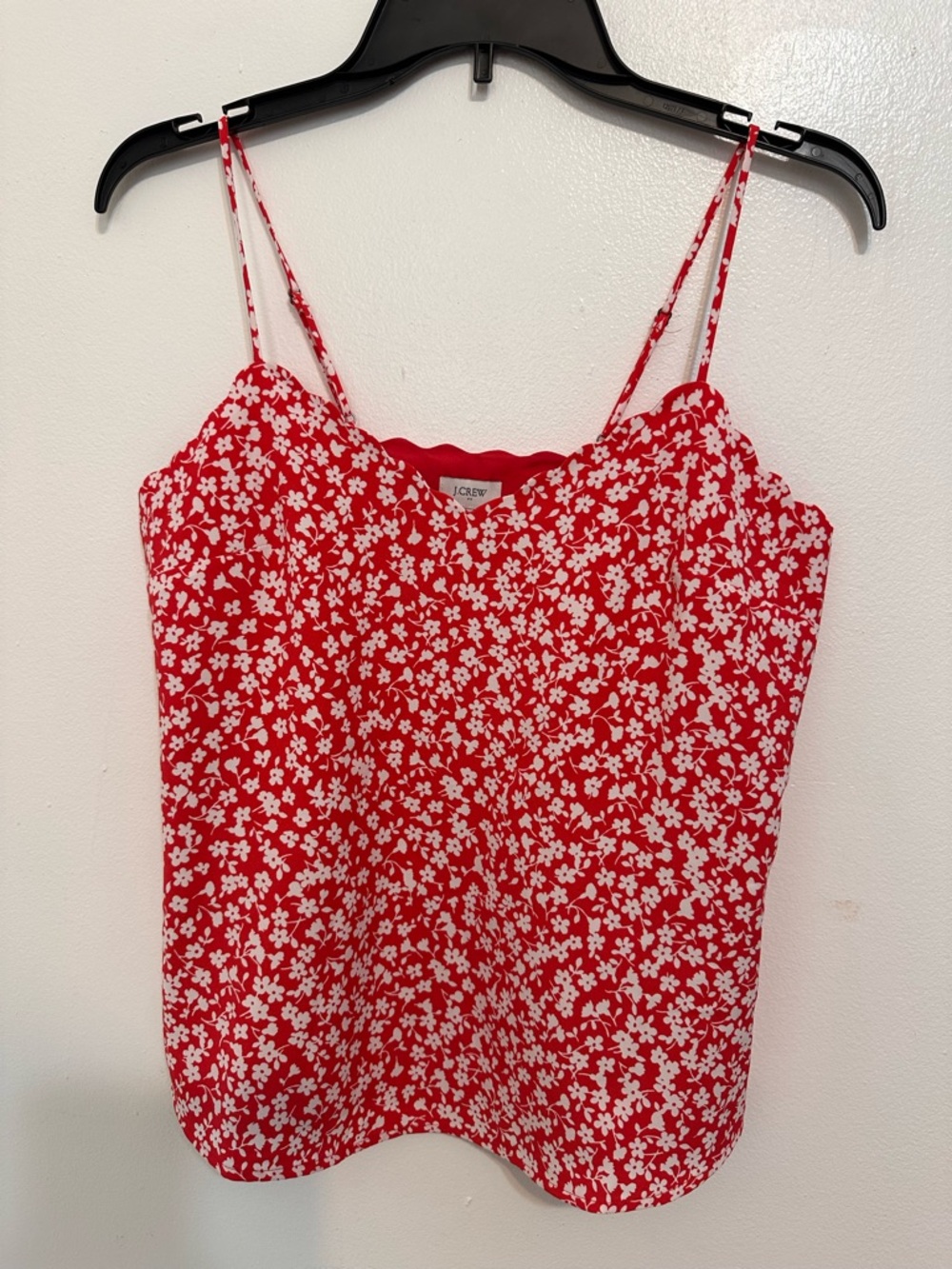 J. Crew Red White Floral Spaghetti-Strap Camisole
